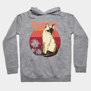 beautiful siamese cat at retro sunset Hoodie